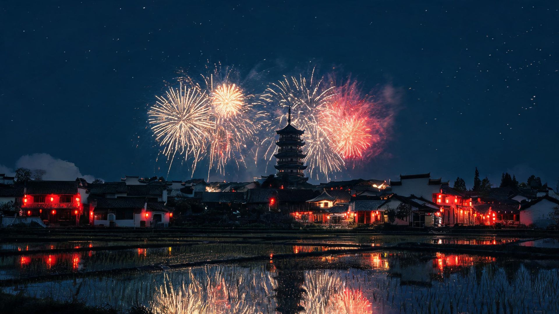 夜空烟花祈福