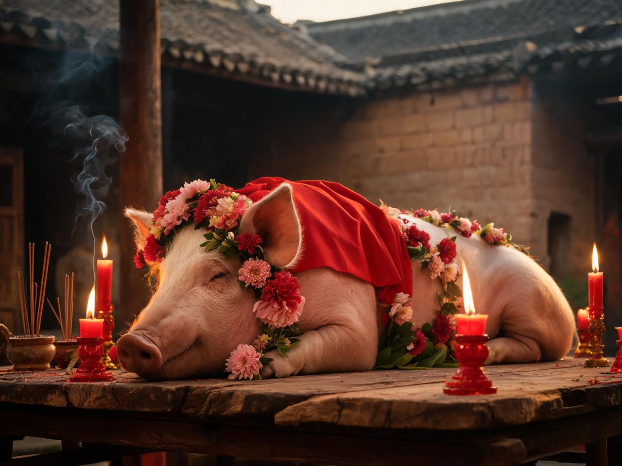 祈福猪分割仪式